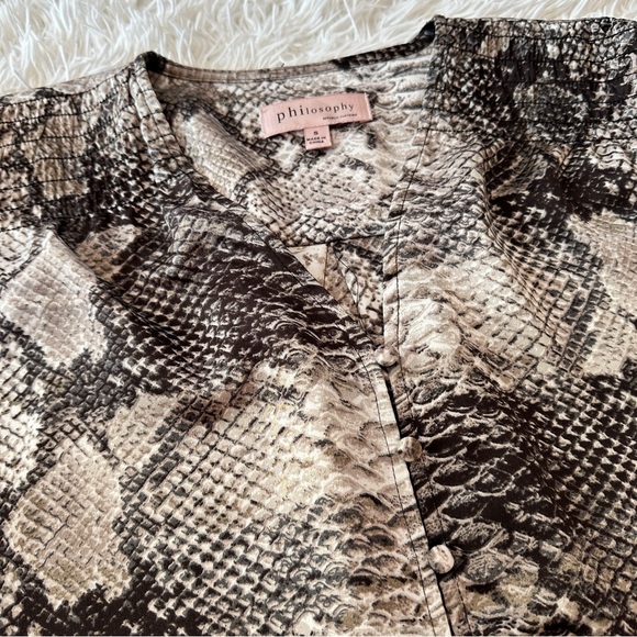 Philosophy Snakeskin Print Button Front Blouse - Size S - Picture 5 of 16